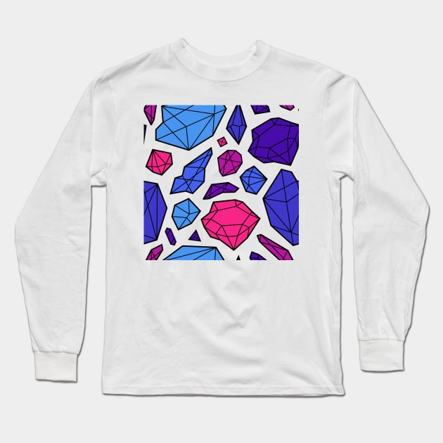 Rough Diamond Fashion Print Pink Blue White Mix Long Sleeve T-Shirt by Auto-Prints